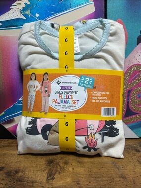 Member's Mark Girl's Favorite 4-Piece Fleece Pajama Set size 6